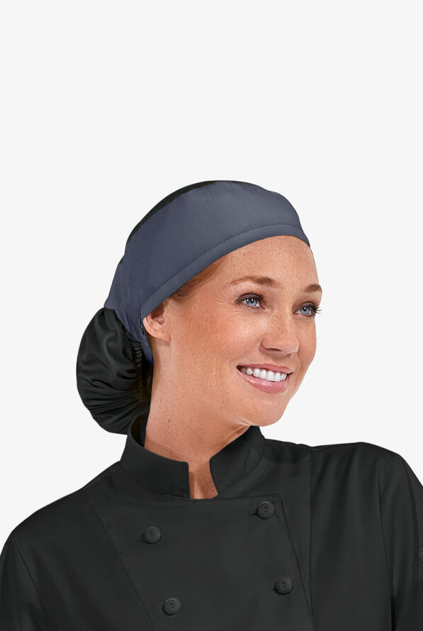 Chef Uniforms LIGHTWEIGHT Unisex Chef Skull Cap w/ Pony Tail Holder - Granite/Black - 2