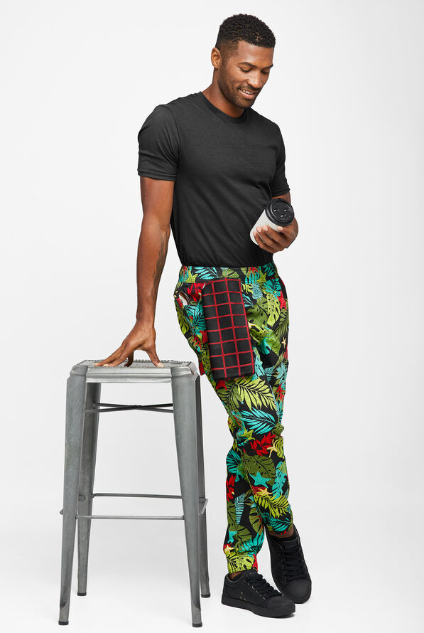 CHEF 360 Men's Tropical Bay 7Pocket Utility STRETCH printed Jogger