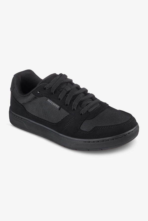 Zapatillas deportivas de enfermería Skechers Work WATAB SR Black Bungee Lace Court Slip On para hombre - Black - 1