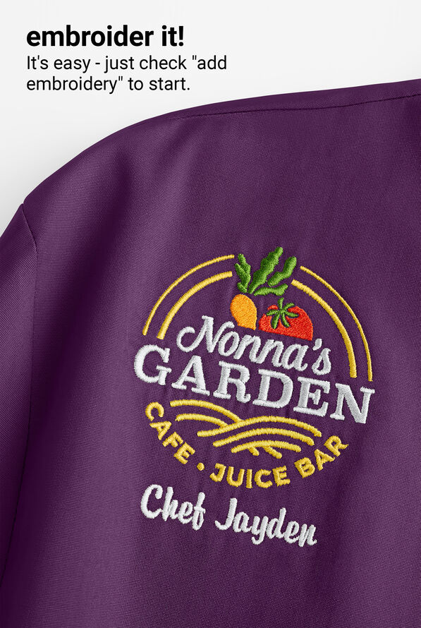 Chef Uniforms Women's 3-Pocket Short Sleeve Executive Chef Coat - Eggplant/Black - 5