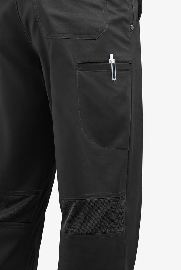 CHEF 360 Men's 7-Pocket w/ MESH Detail STRETCH Chef Pants - Black - 4