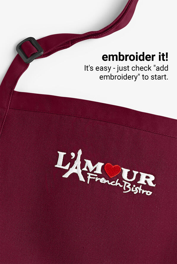 Chef Uniforms Unisex 2-Pocket Cobbler Full-Rounded Chef Apron - Burgundy - 2