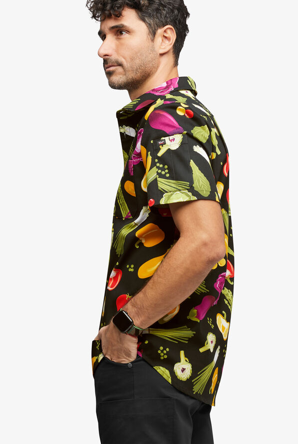 Camisa de chef estampada CHEF 360 Stretch Fresh Market con mangas cortas para hombre - null - 4