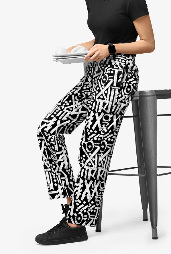 Pantalón estampado de chef UA CHEF™ Cali Graffiti Black con 4 bolsillos para mujer - null - 4