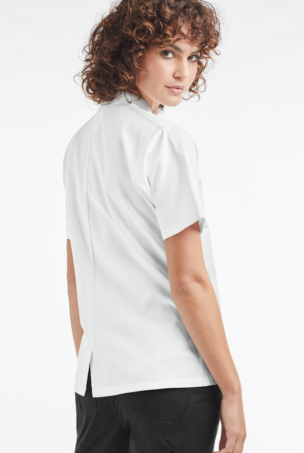 Chaqueta manga corta de gastronomía con doble abotonadura y 1 bolsillo para mujer - White - 2