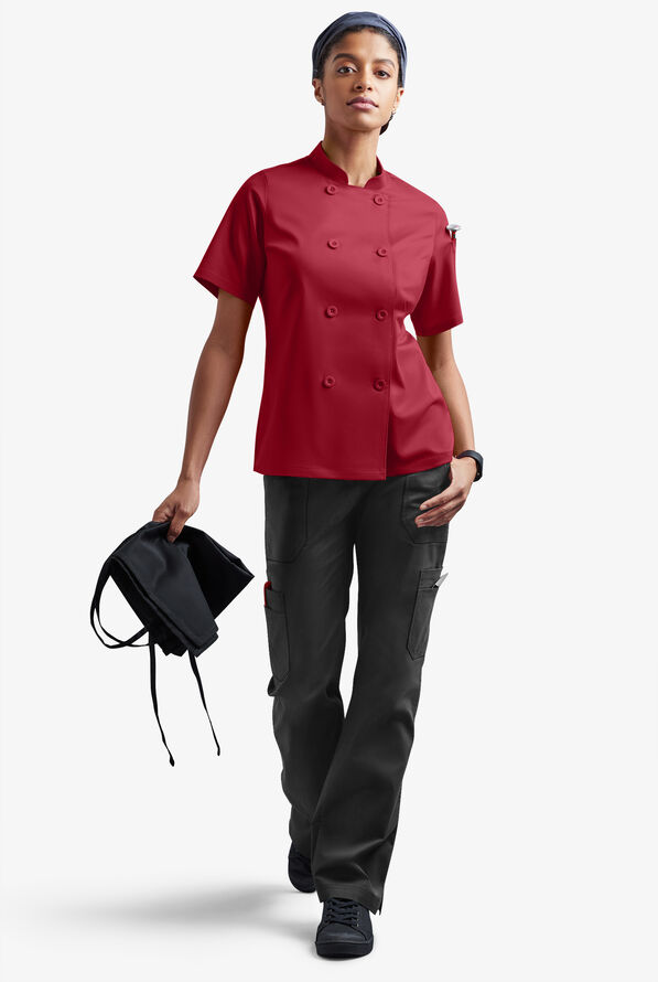 Chaqueta reversible de gastronomía CHEF 360 STRETCH con mangas cortas y doble abotonadura para mujer - Ruby - 2