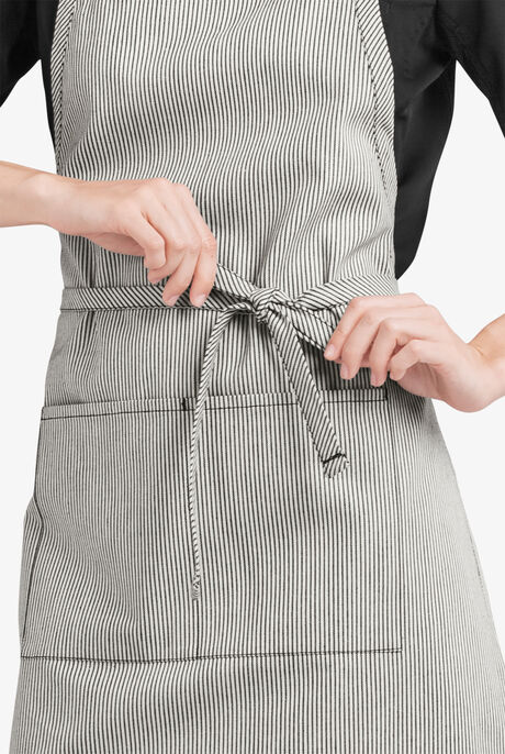 Industry Line Ivory with Midnight Blue Railroad Denim Unisex 2-Pocket Adjustable Bib Chef Apron