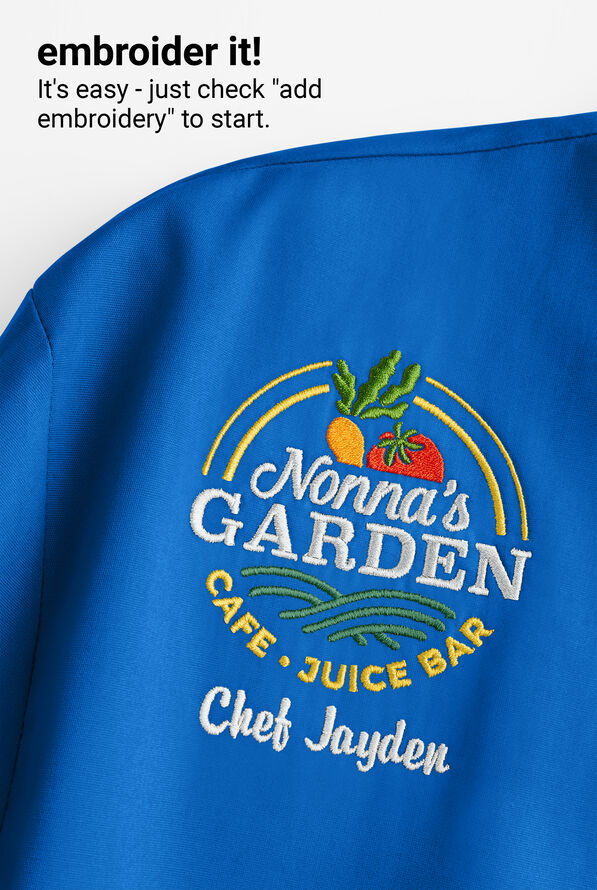 Chef Uniforms Men's Short Sleeve Knotted Cloth Buttons Chef Coat - Ocean Blue - 3