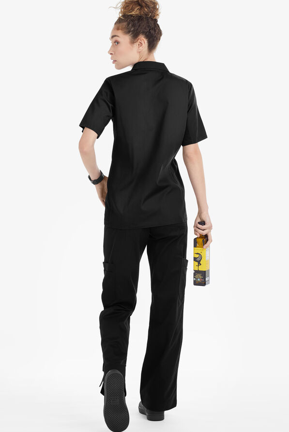 Camisa manga corta de gastronomía Versa de 65/35 poliéster/algodón con botones y 1 bolsillo para mujer - Black - 2