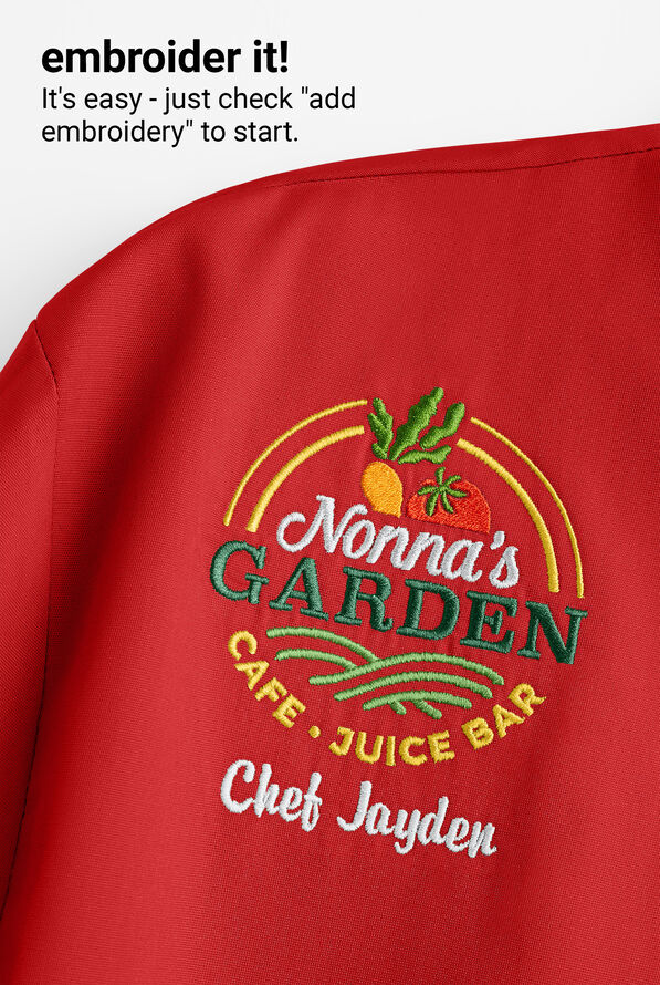 LIGHTWEIGHT Versa  Men's 1-Pocket Button Front Closure Short Sleeve Kitchen Shirt - Red/Black - 5