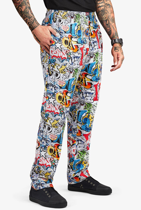 Pantalón estampado de gastronomía UA CHEF™ Graffiti de corte holgado con 4 bolsillos para hombre - null - 1