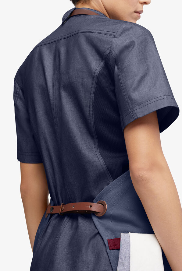 Industry Line Unisex Color Blocked Canvas Chef Apron - Navy/Olive - 2