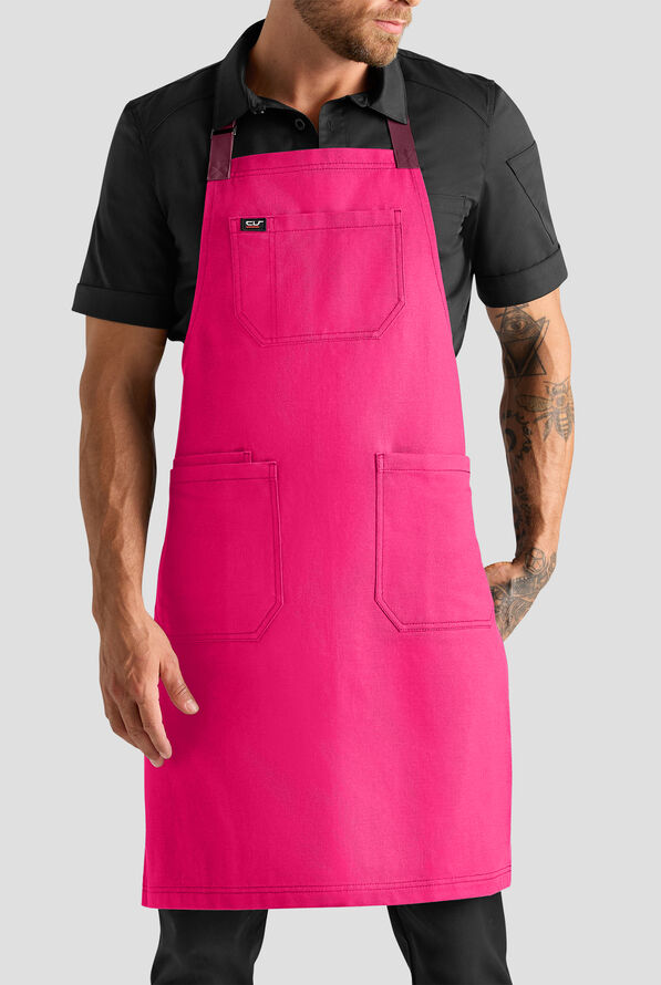 Delantal unisex de chef Industry Line con correas en contraste y pechera - Reactive Pink / Wine - 1