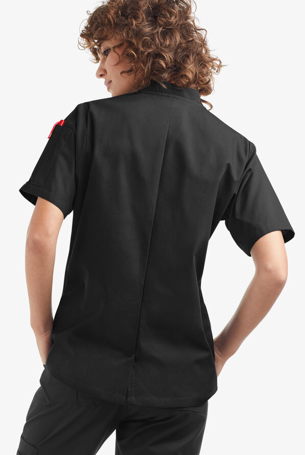 Chaqueta manga corta de gastronomía con doble abotonadura y 1 bolsillo para mujer - Black - 2