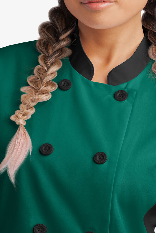 Chaqueta de gastronomía con mangas cortas y paneles de malla para mujer - Hunter/Black - 2
