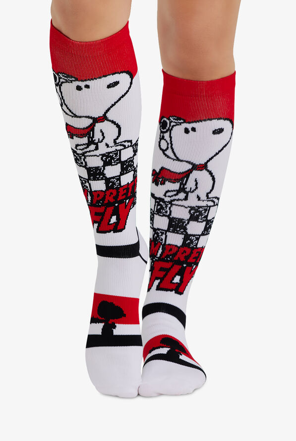 Cherokee Tooniforms Peanuts the Red Baron Women's 8-12 mmHg Light Compression Socks - null - 1