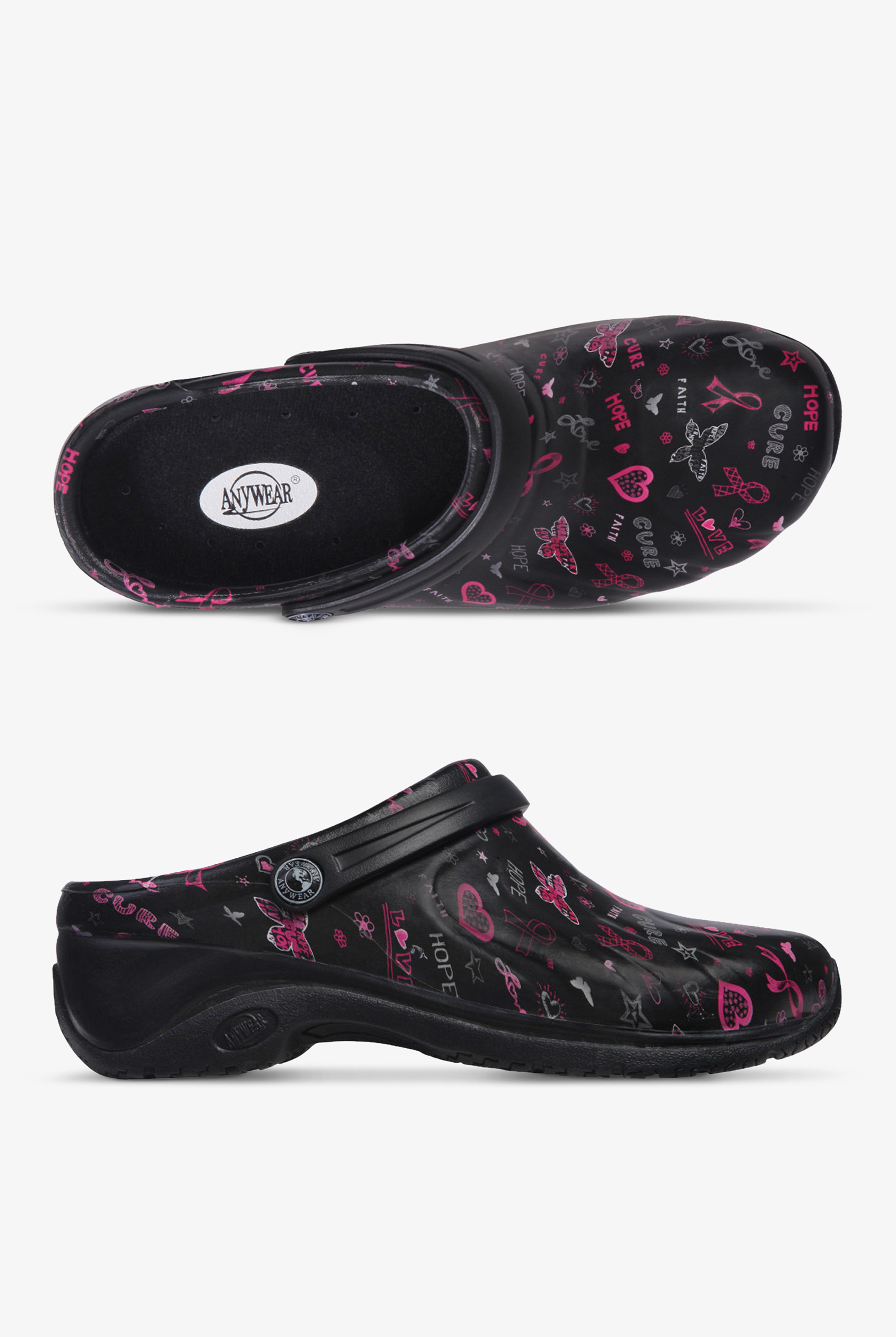 Anywear Women's Zone Love, Hope, and Cure Clogs