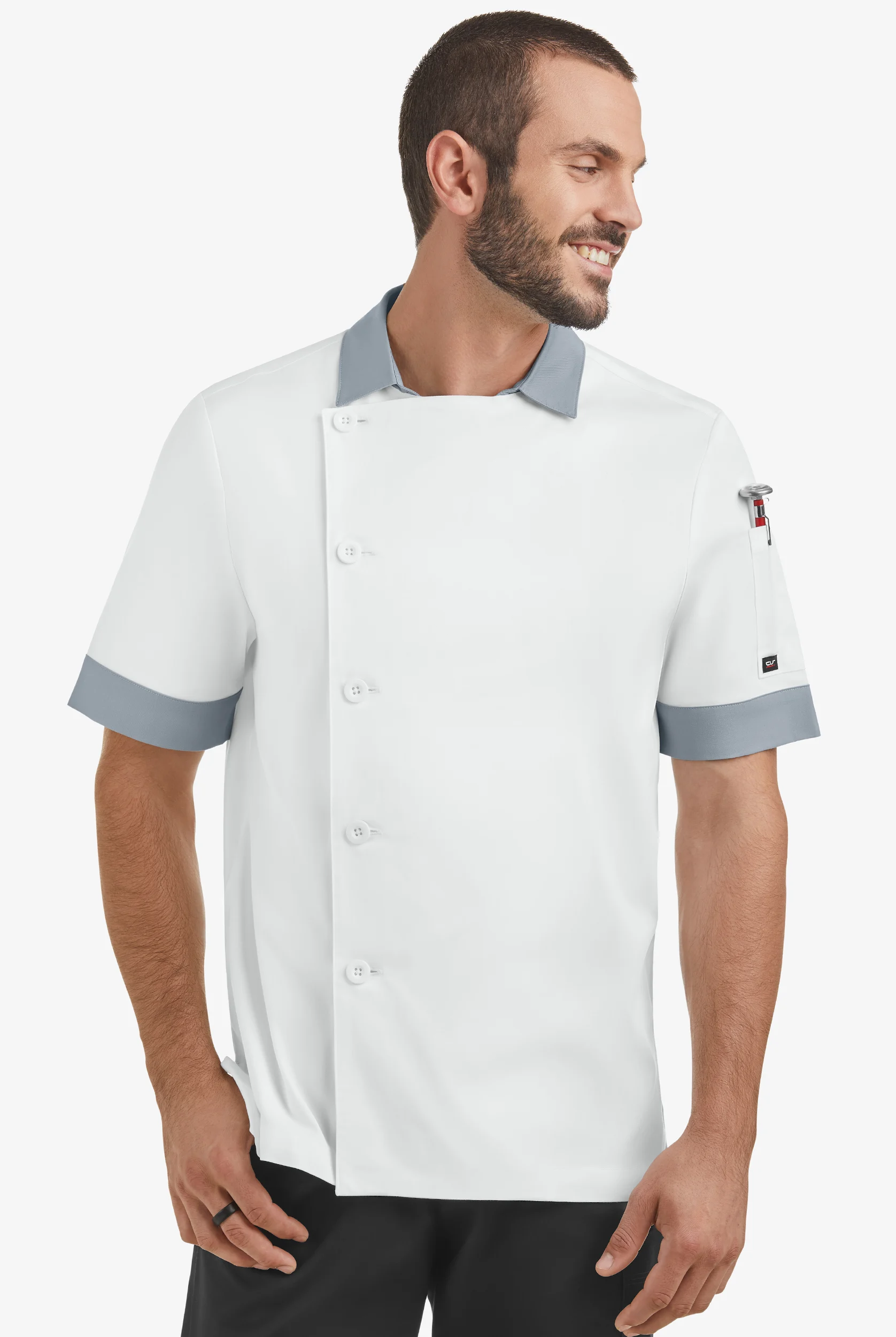 CHEF 360 Men's 3-Pocket Short Sleeve with Mesh Back Panel STRETCH Chef Coat