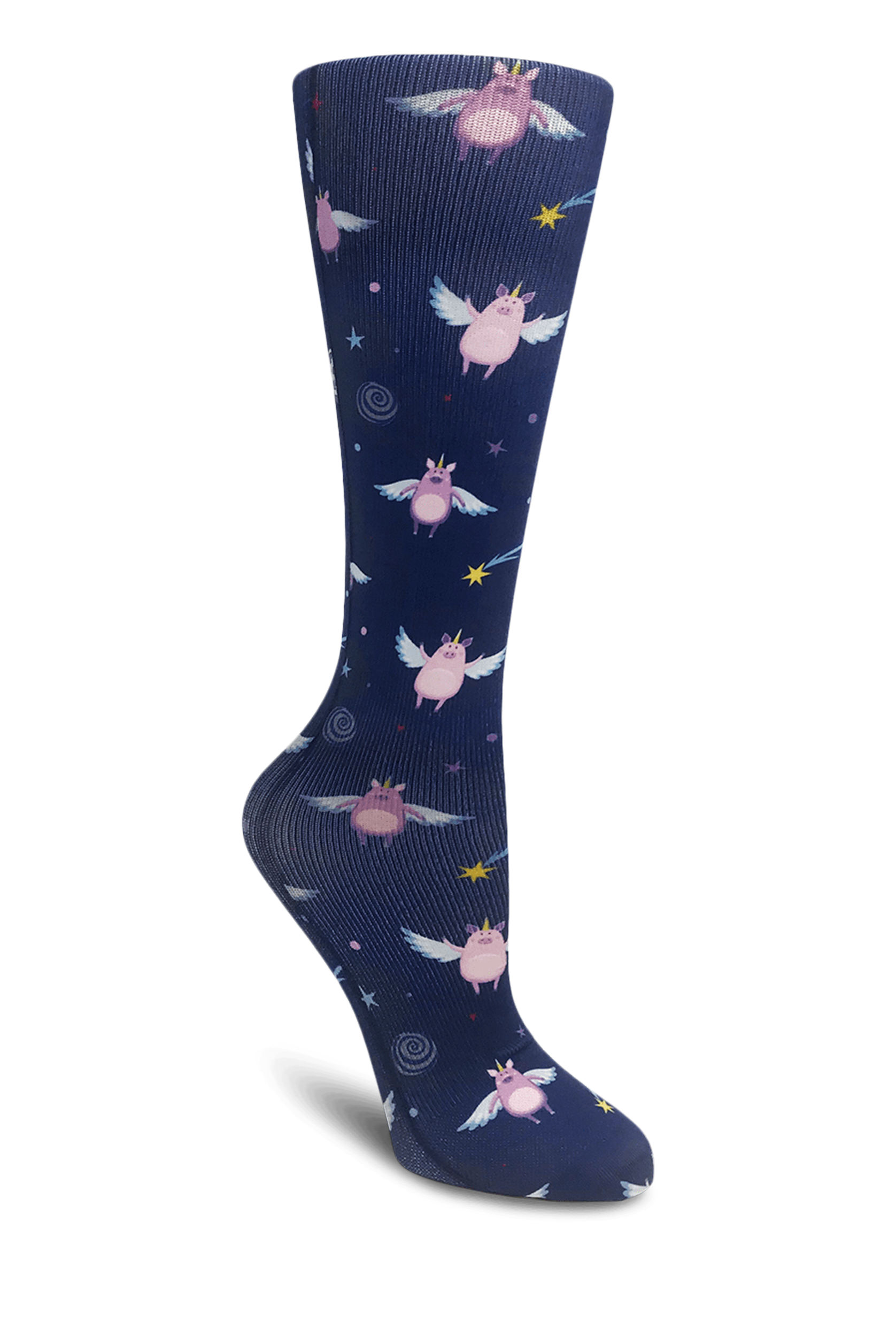 UA Exclusive Cutieful Uni-Pigs in Space Women's 10-18 mmHg Wide Light Compression Socks