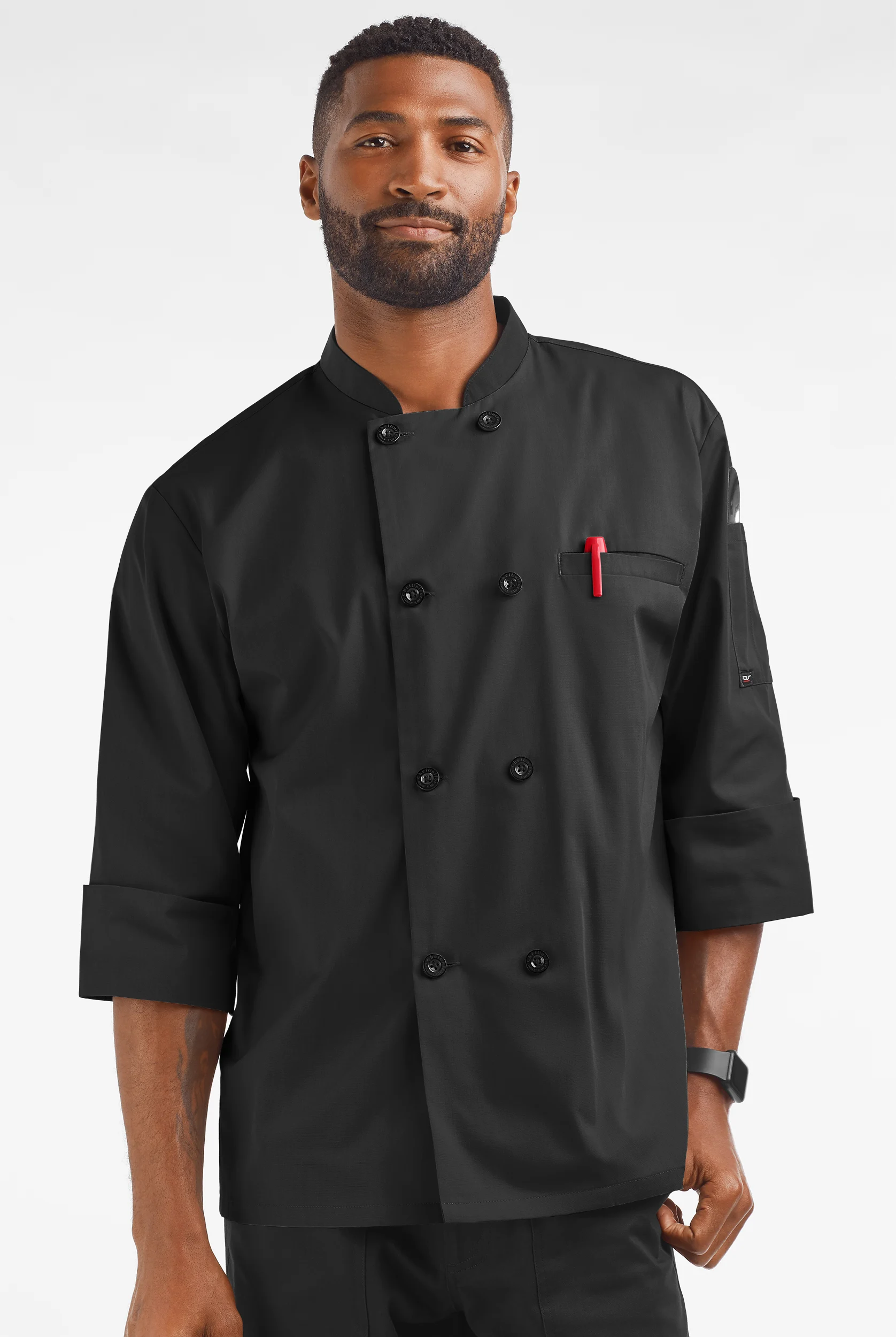 LIGHTWEIGHT Men's 2-Pocket 3/4 Sleeve w/ Plastic Buttons Chef Coat