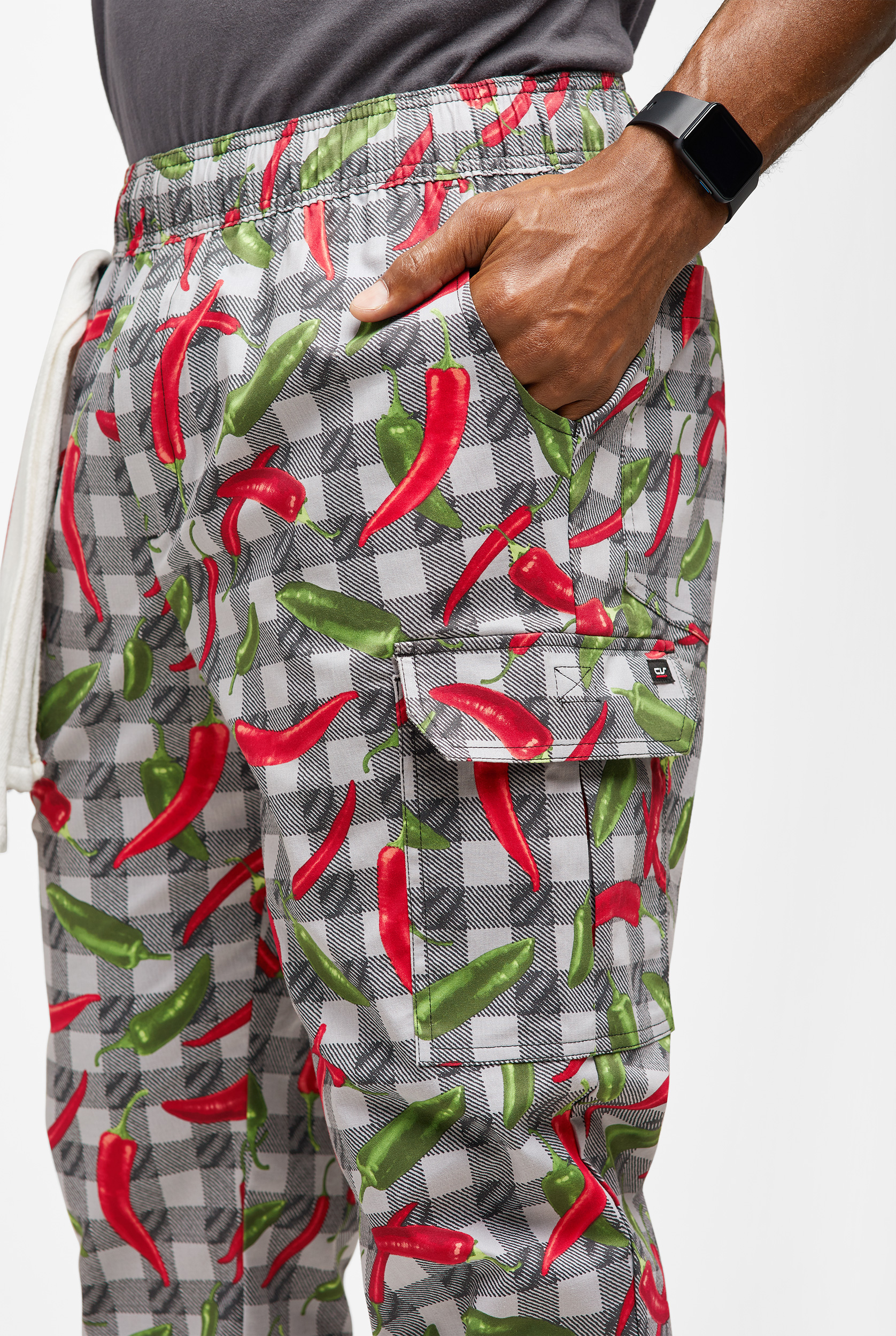 CHEF 360 Mixed Peppers Men's 7-Pocket Utility STRETCH Chef Jogger
