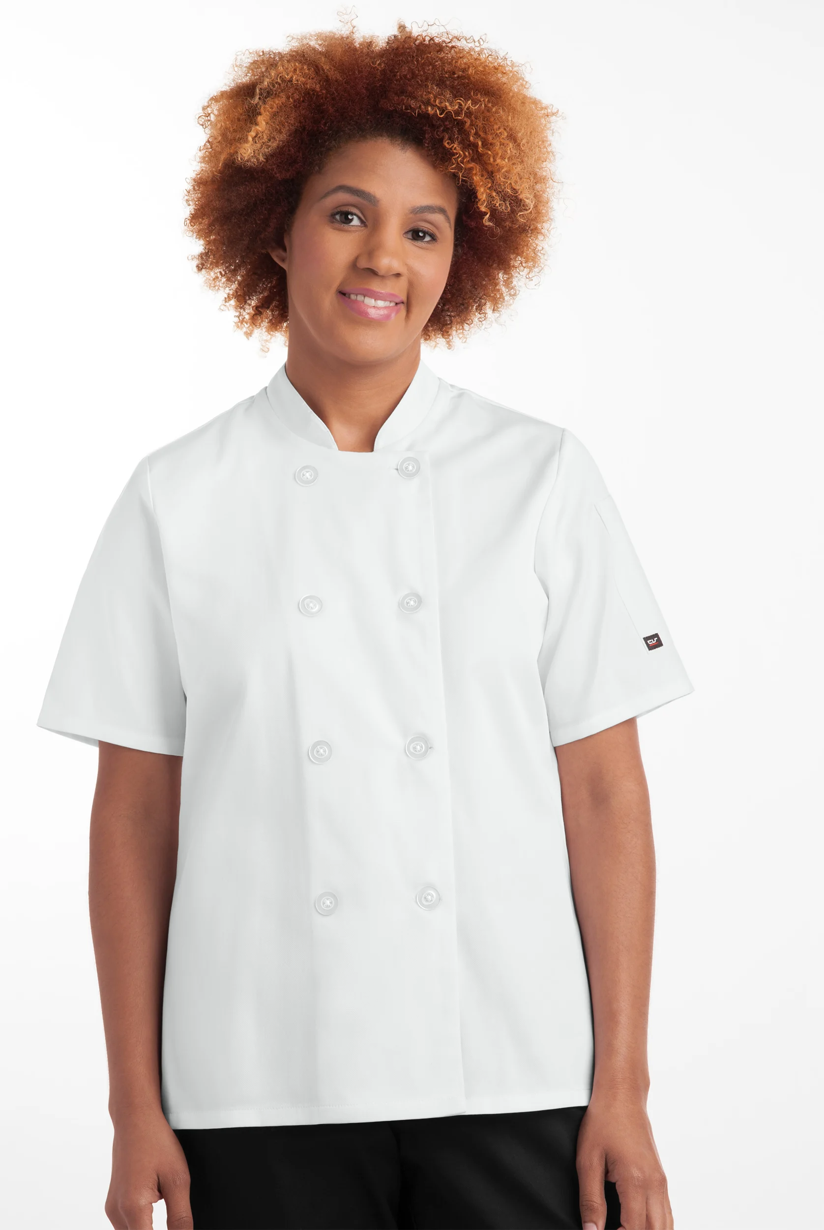 On the Line Women's 1-Pocket Reversible Double Breasted Closure Short Sleeve Chef Coat