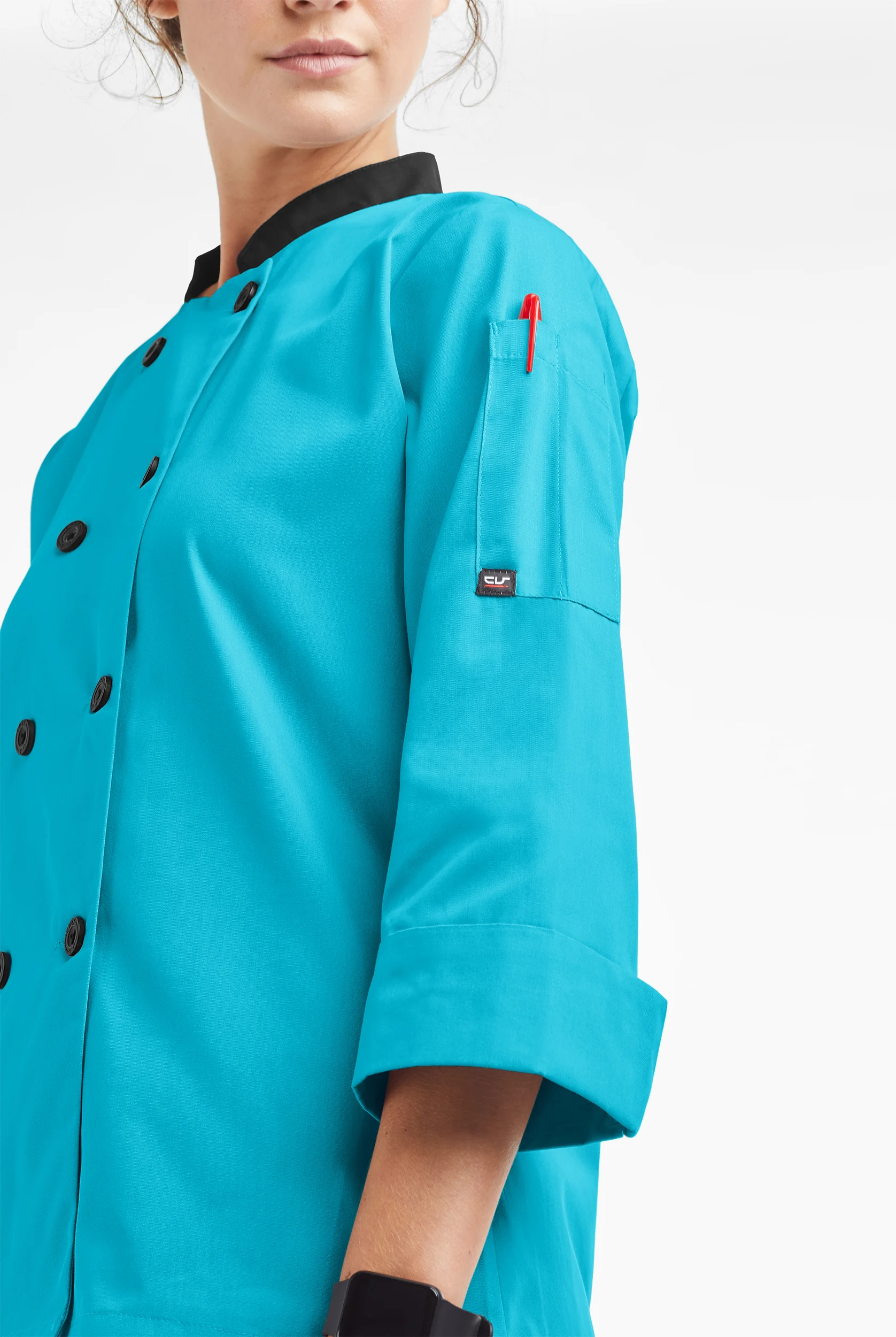 LIGHTWEIGHT Women's 3/4 Sleeve w/ Plastic Buttons Chef Coat