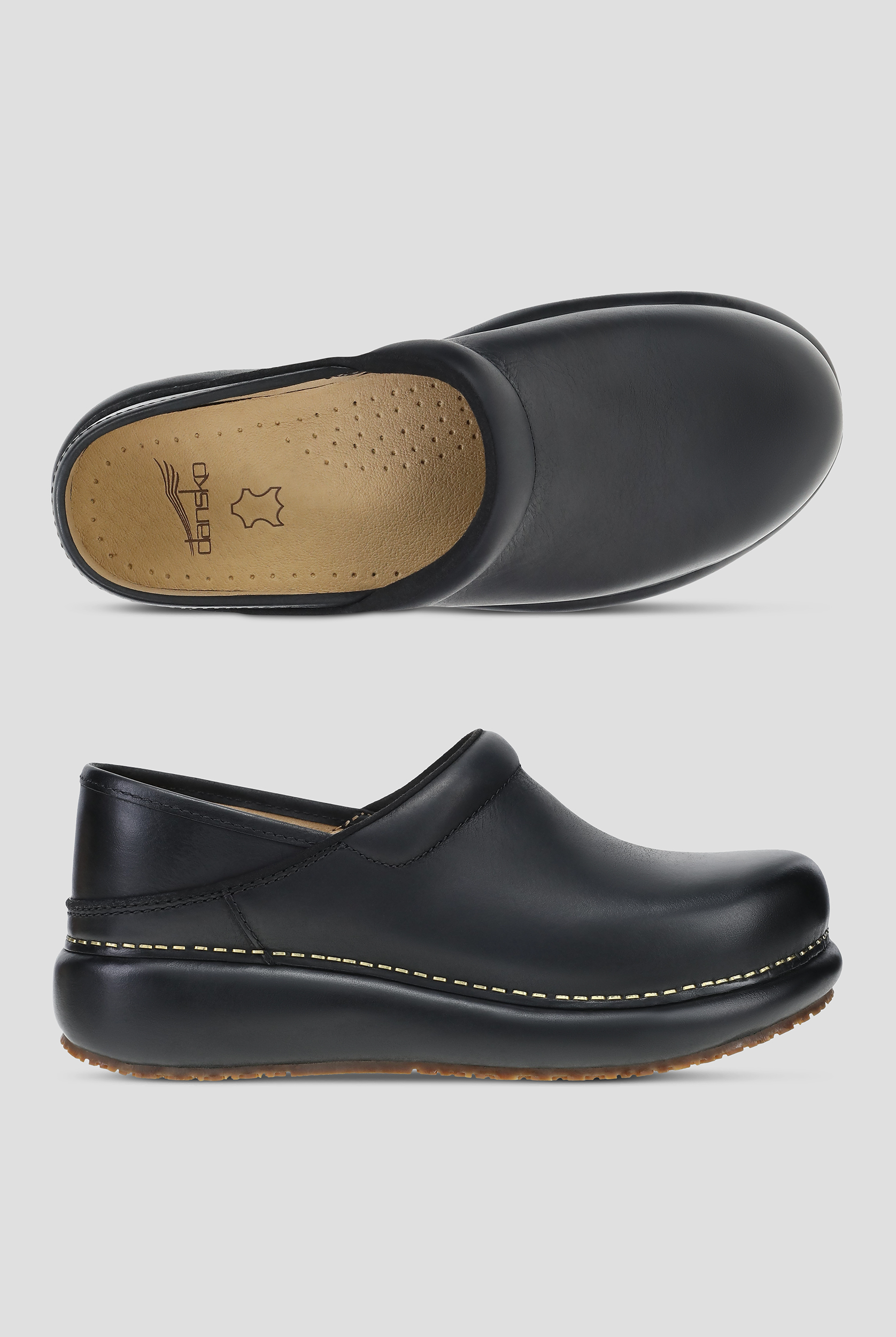 Dansko Women's Platform Pro Cloud Slip-Resistant Black Burnished Nubuck Clogs