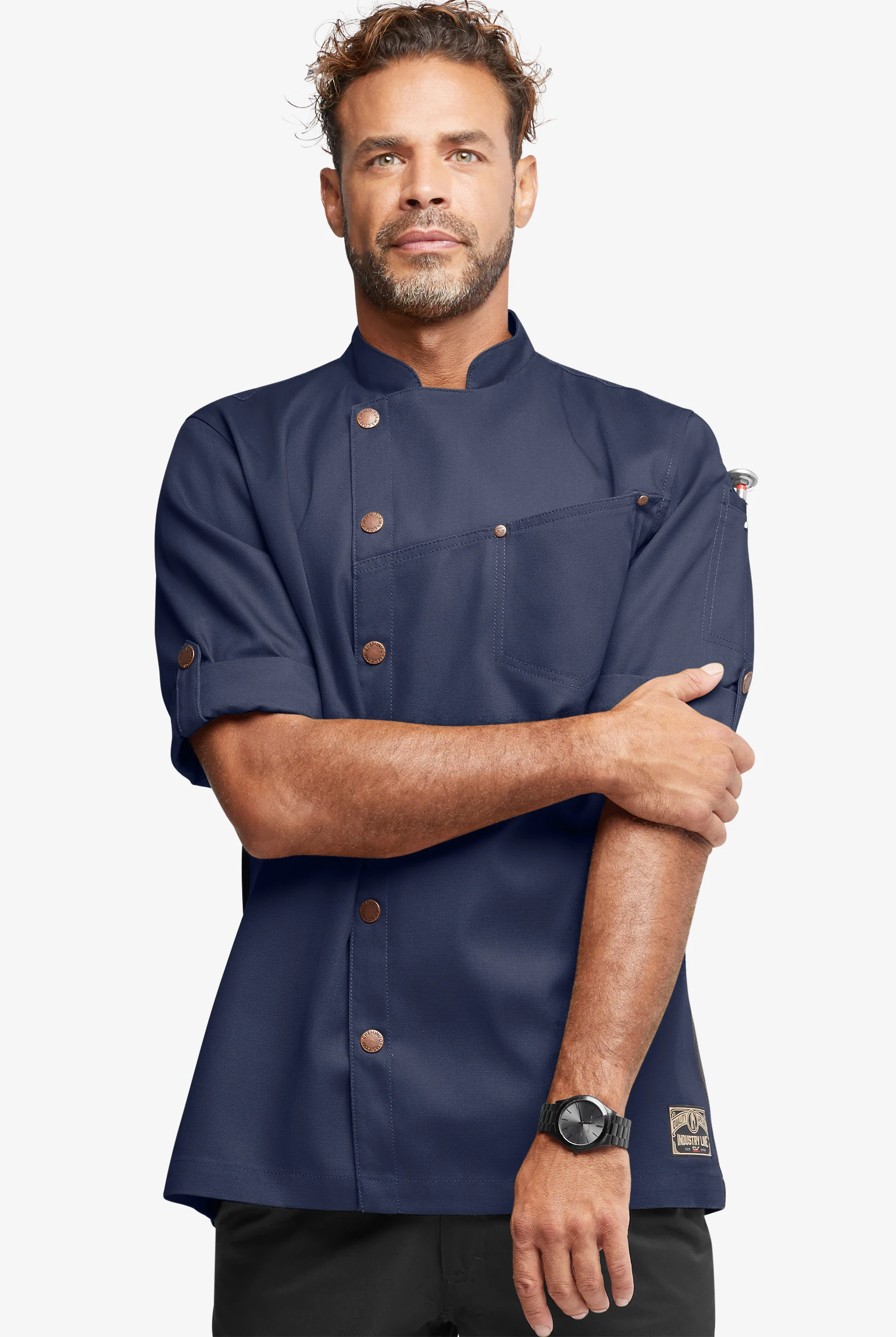 Industry Line Workwear Men's 3-Pocket Asymmetrical Executive Chef Coat