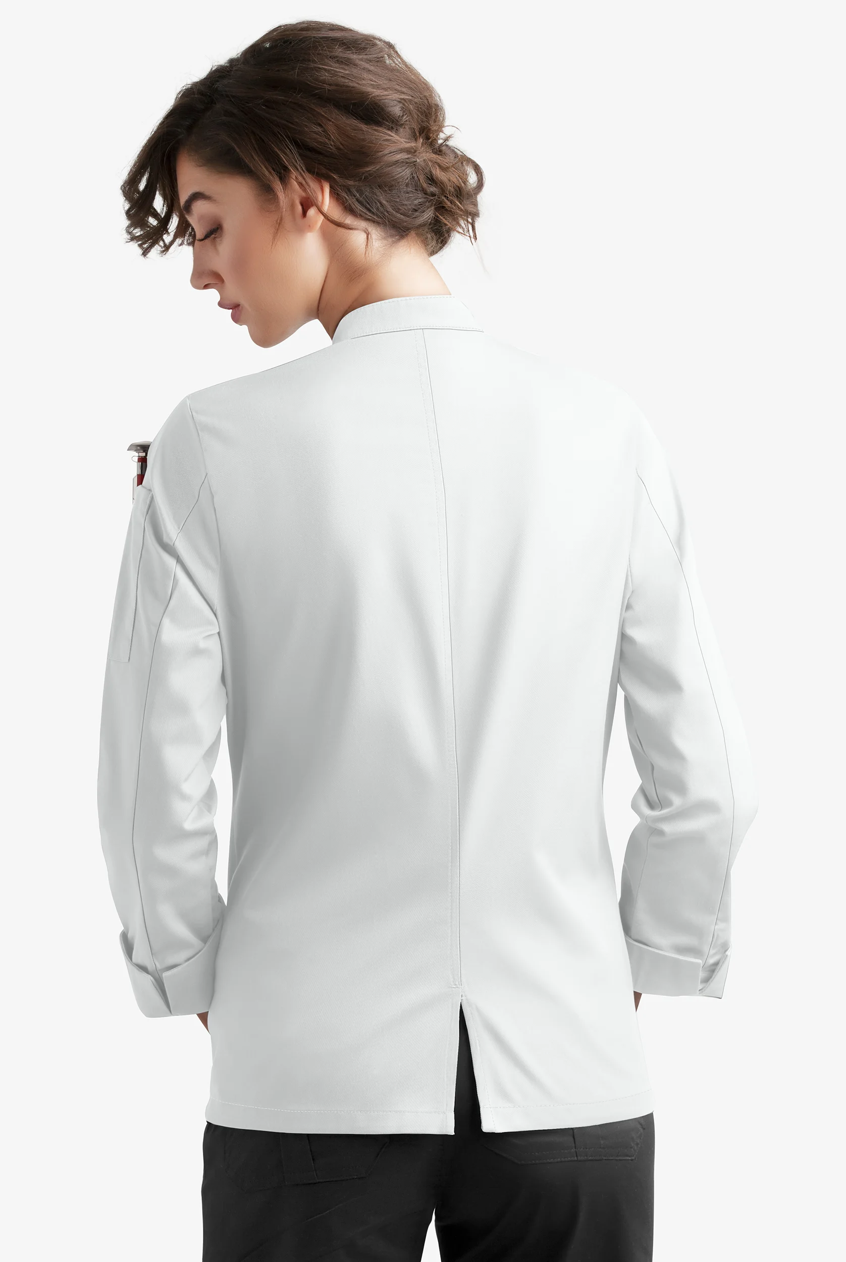 On The Line Women's 1-Pocket Reversible Double Breasted Closure Long Sleeve Chef Coat