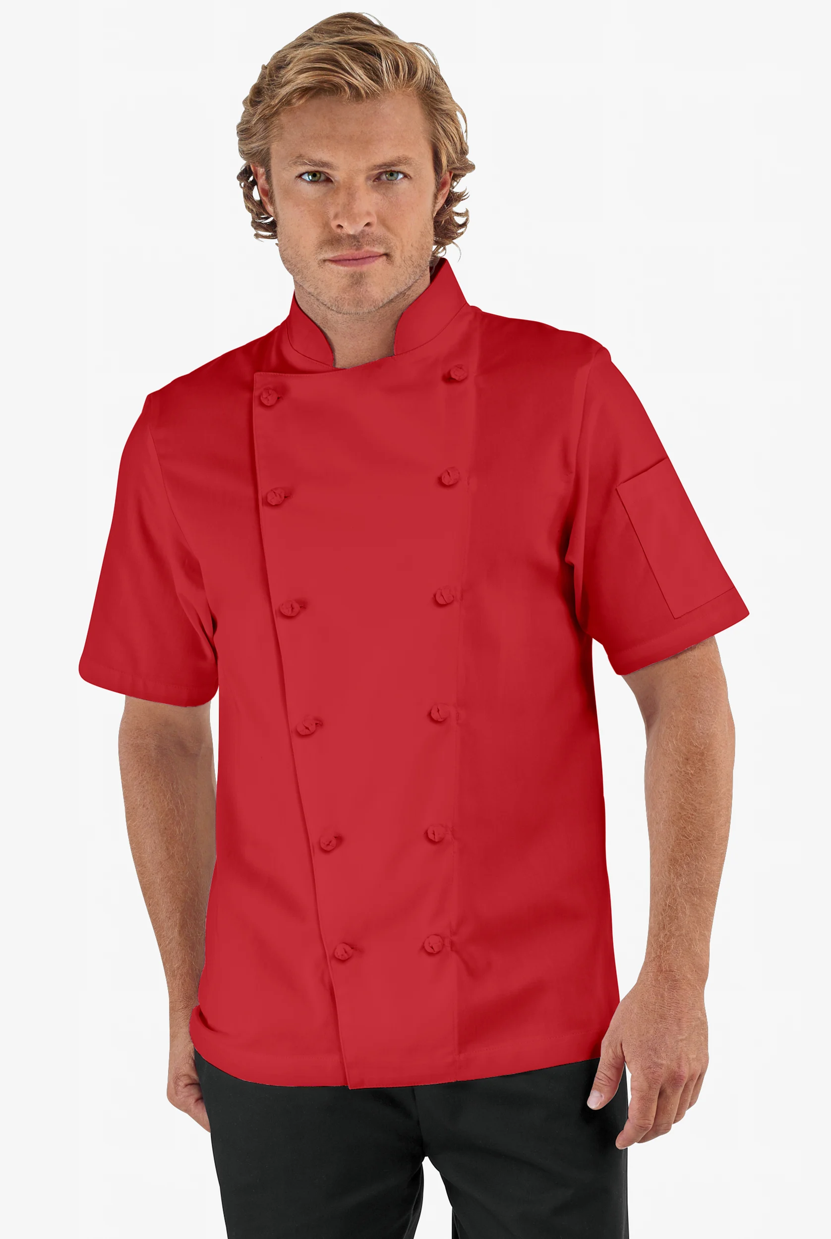 Chef Uniforms Men's Short Sleeve Knotted Cloth Buttons Chef Coat