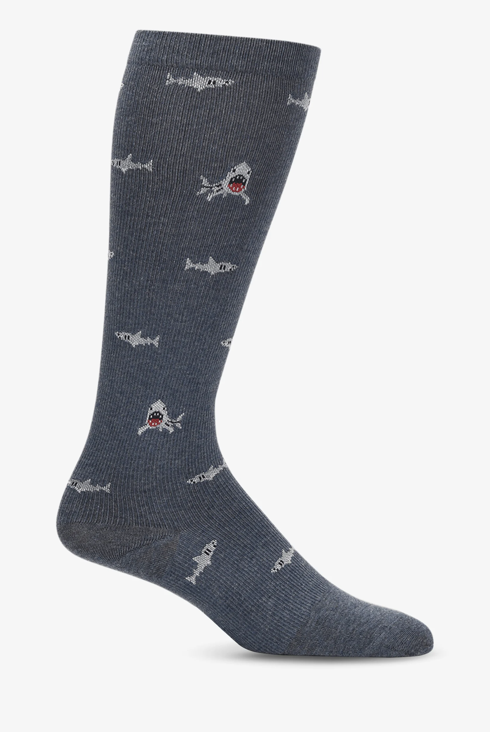 Nurse Mates Sharks Men's 12-14 mmHg Light Compression Socks