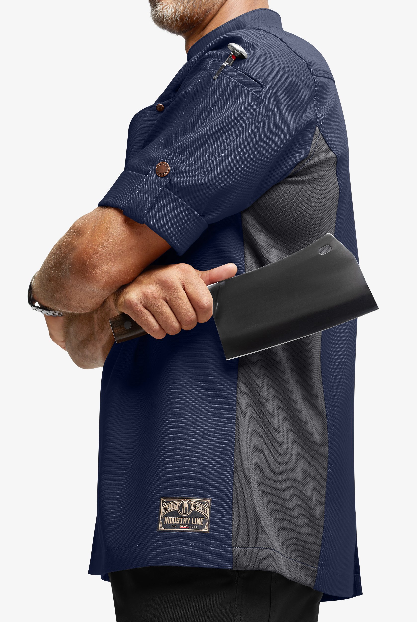 Industry Line Workwear Men's 3-Pocket Asymmetrical Executive Chef Coat