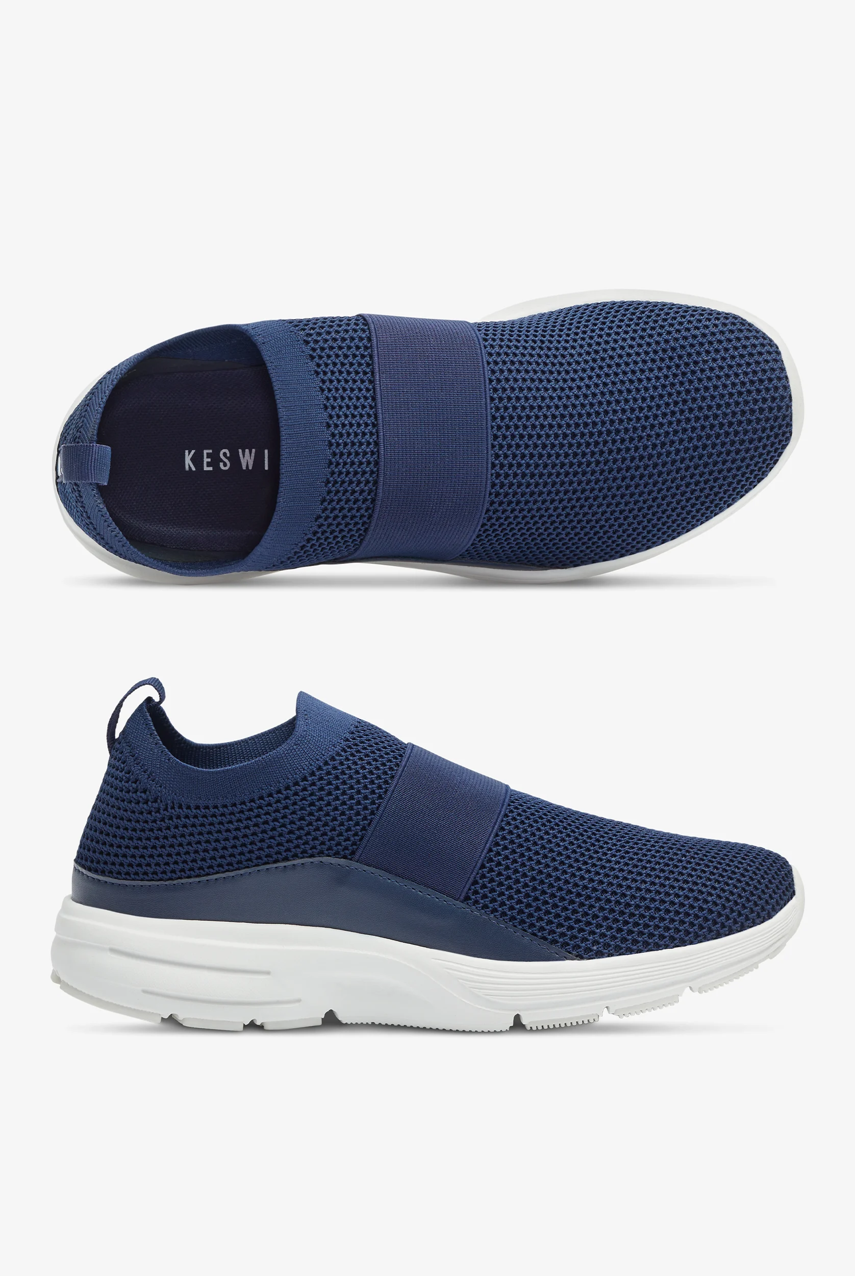 KESWI Women's Navy/White Athletic Slip On Shoes