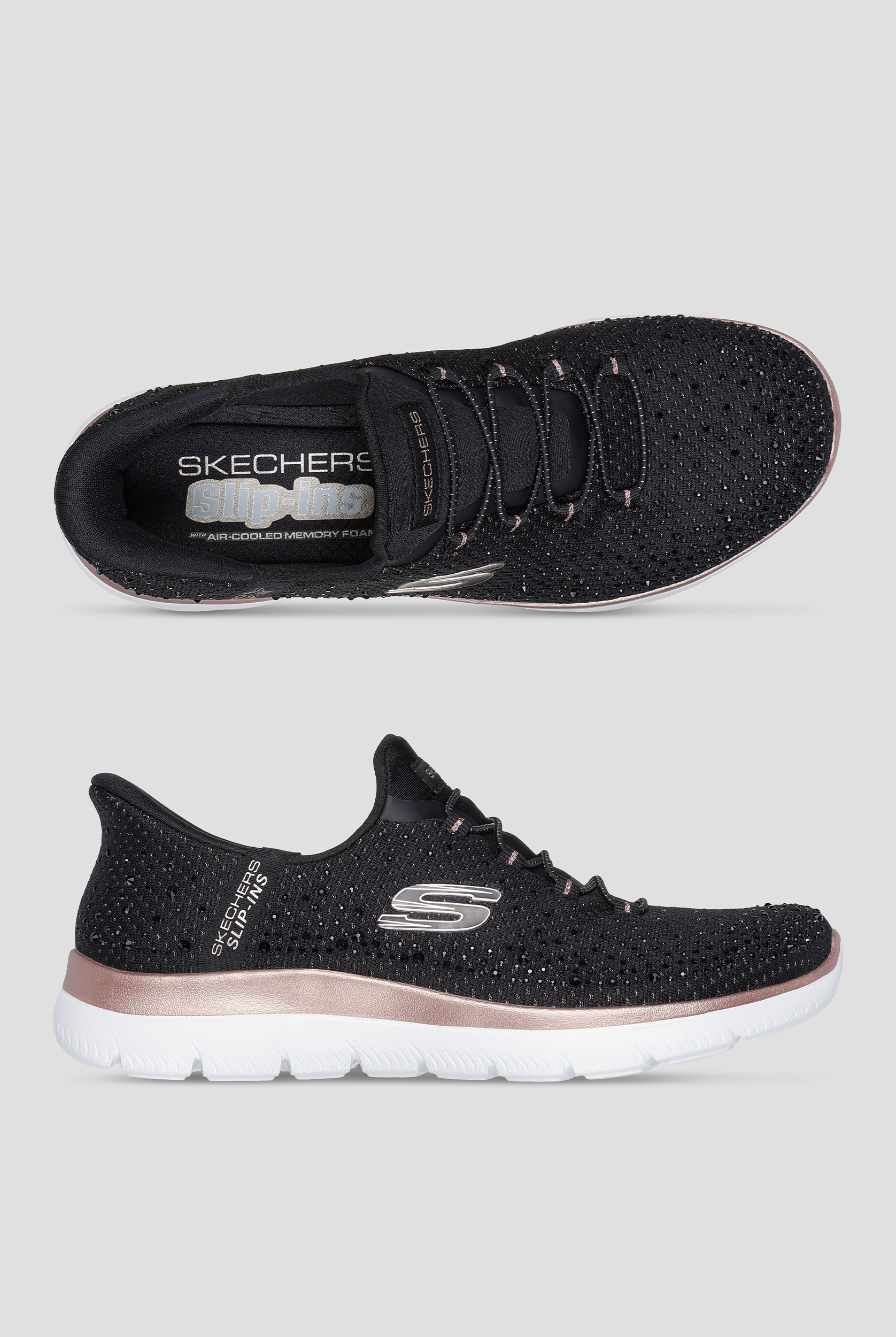 Skechers Sport SKECHERS SLIP-INS: GLIDE-STEP ALTUS Black/Rose Gold Athletic Slip-On Shoes