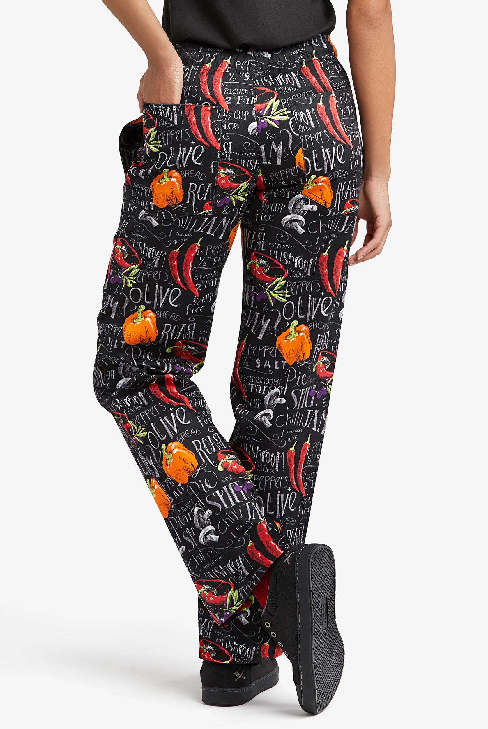 UA CHEF™ Chalkboard Women's 4-Pocket Elastic Waistband Printed Chef Pants