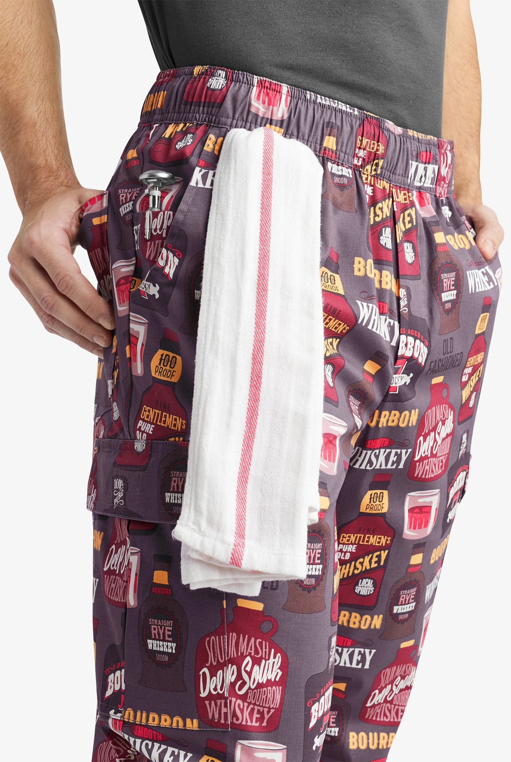 CHEF 360 Bourbon & Whiskey Men's 7-Pocket Utility STRETCH Chef Jogger