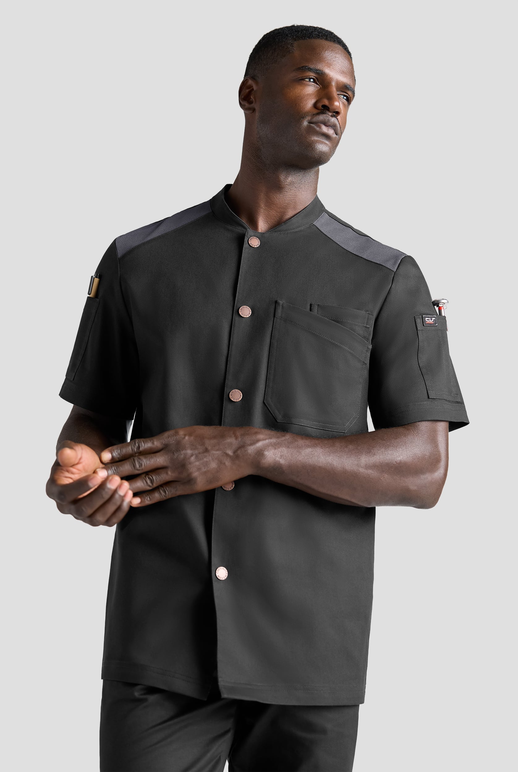 Industry Line Men&rsquo;s 4-Pocket Short Sleeve Chef Coat