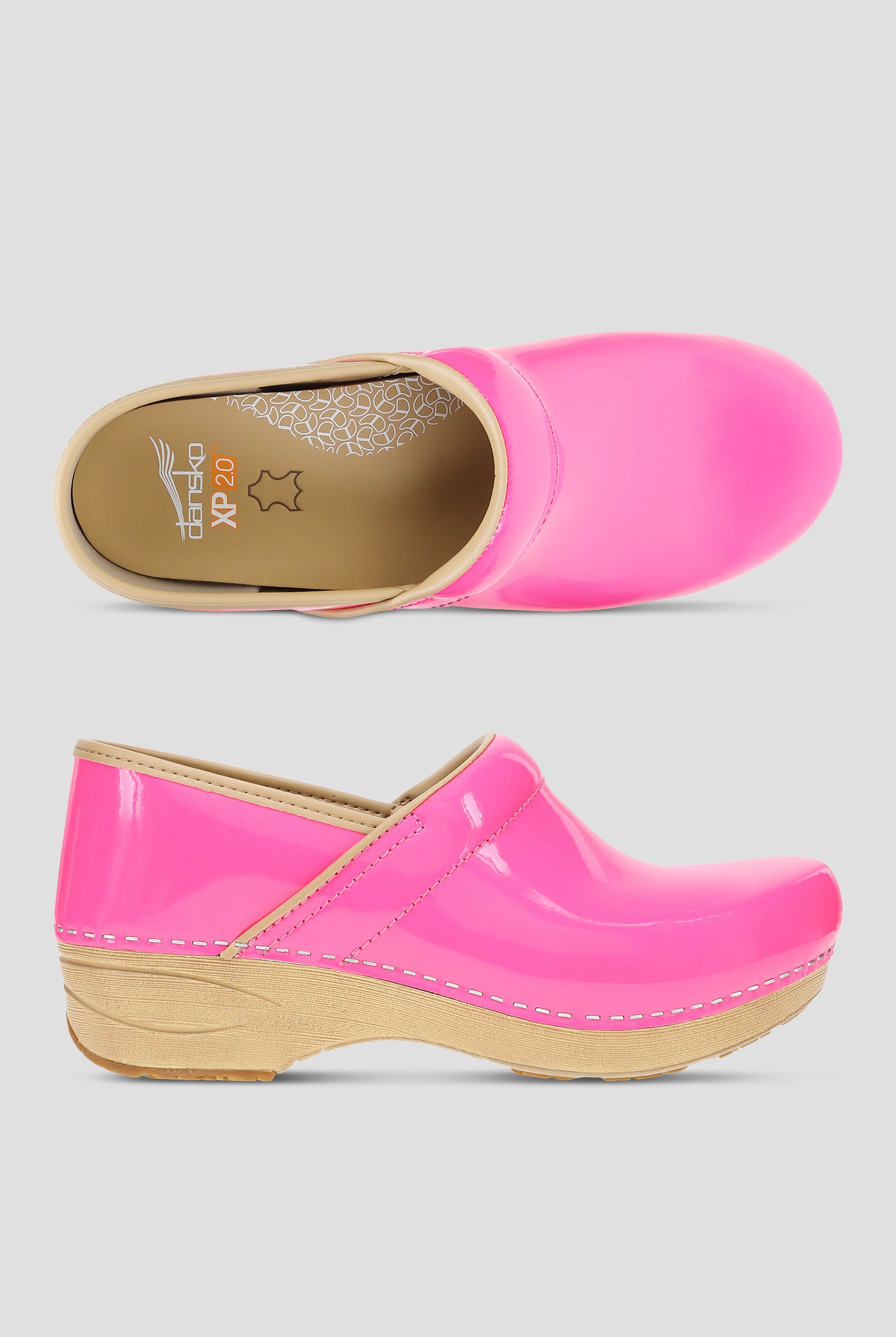 Dansko Women's XP 2.0 Slip Resistant Pink Neon Patent Clog