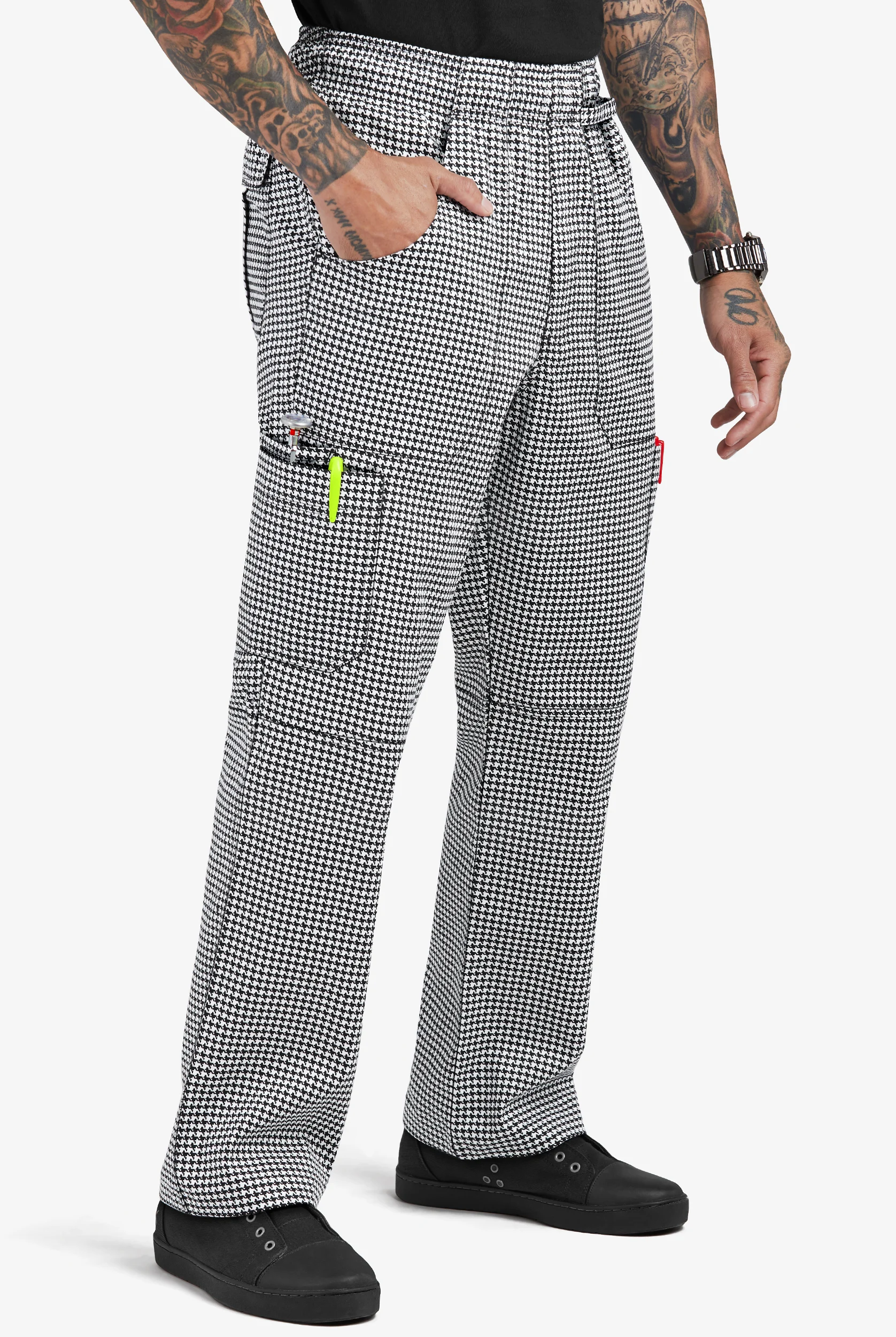 UA CHEF™ Houndstooth White Men's 7-Pocket Utility Printed Chef Pants