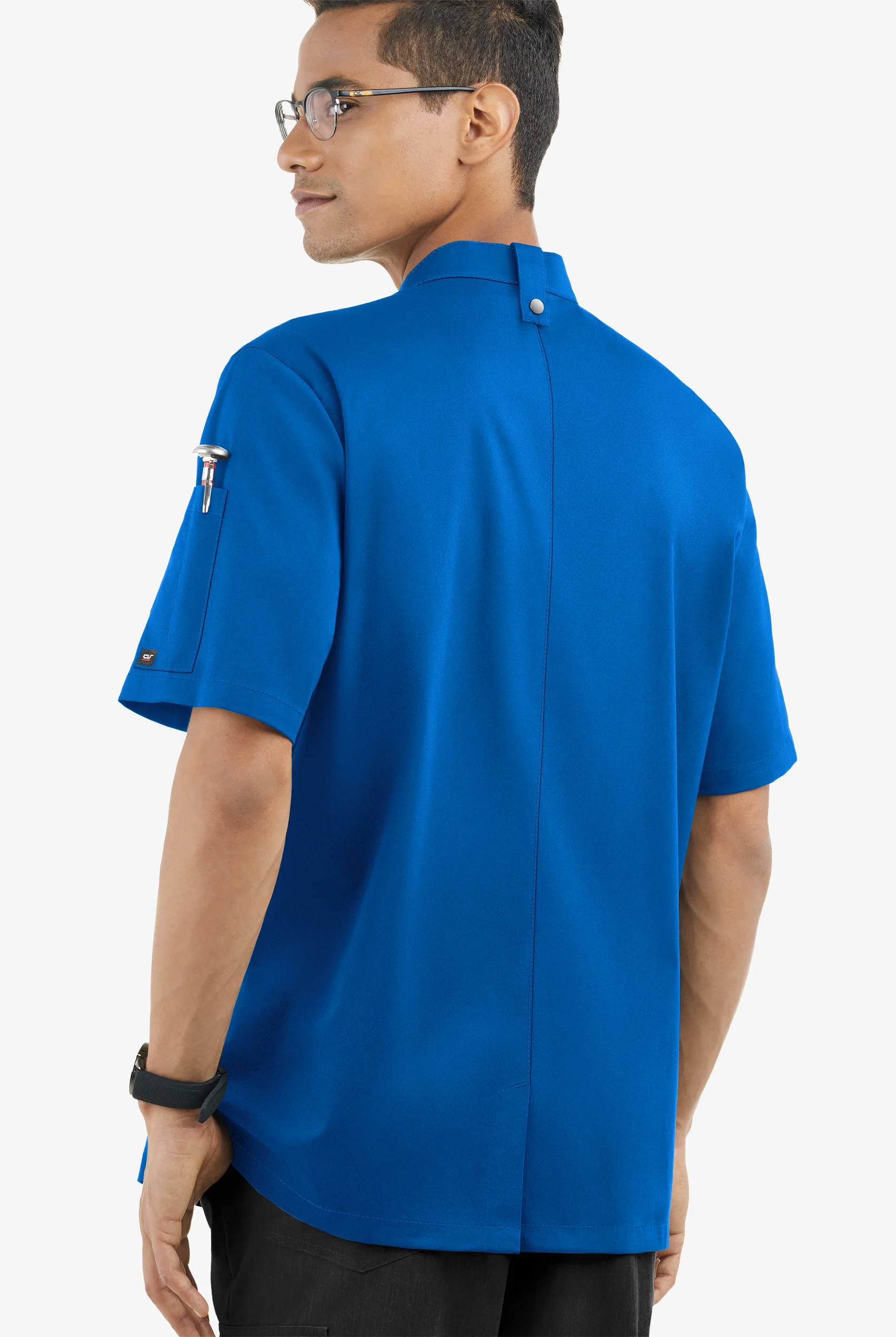 CHEF 360 Men's 2-Pocket Short Sleeve Reversible Double Breasted STRETCH Executive Chef Coat