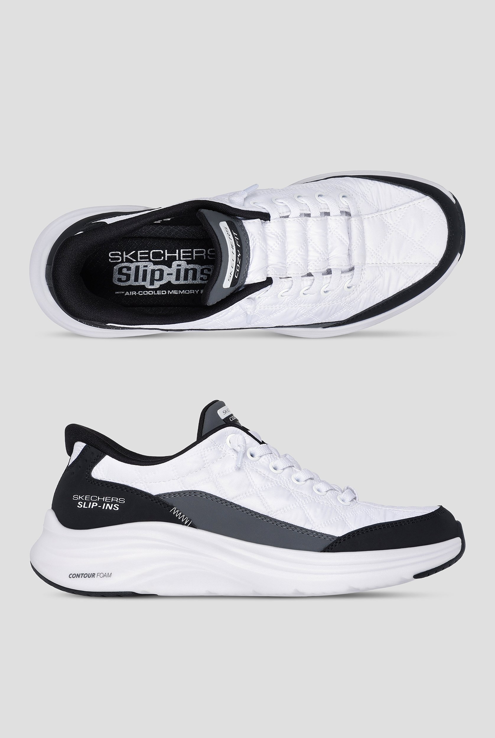 Skechers Performance Women's White Mesh/Black Bungee Slip-in