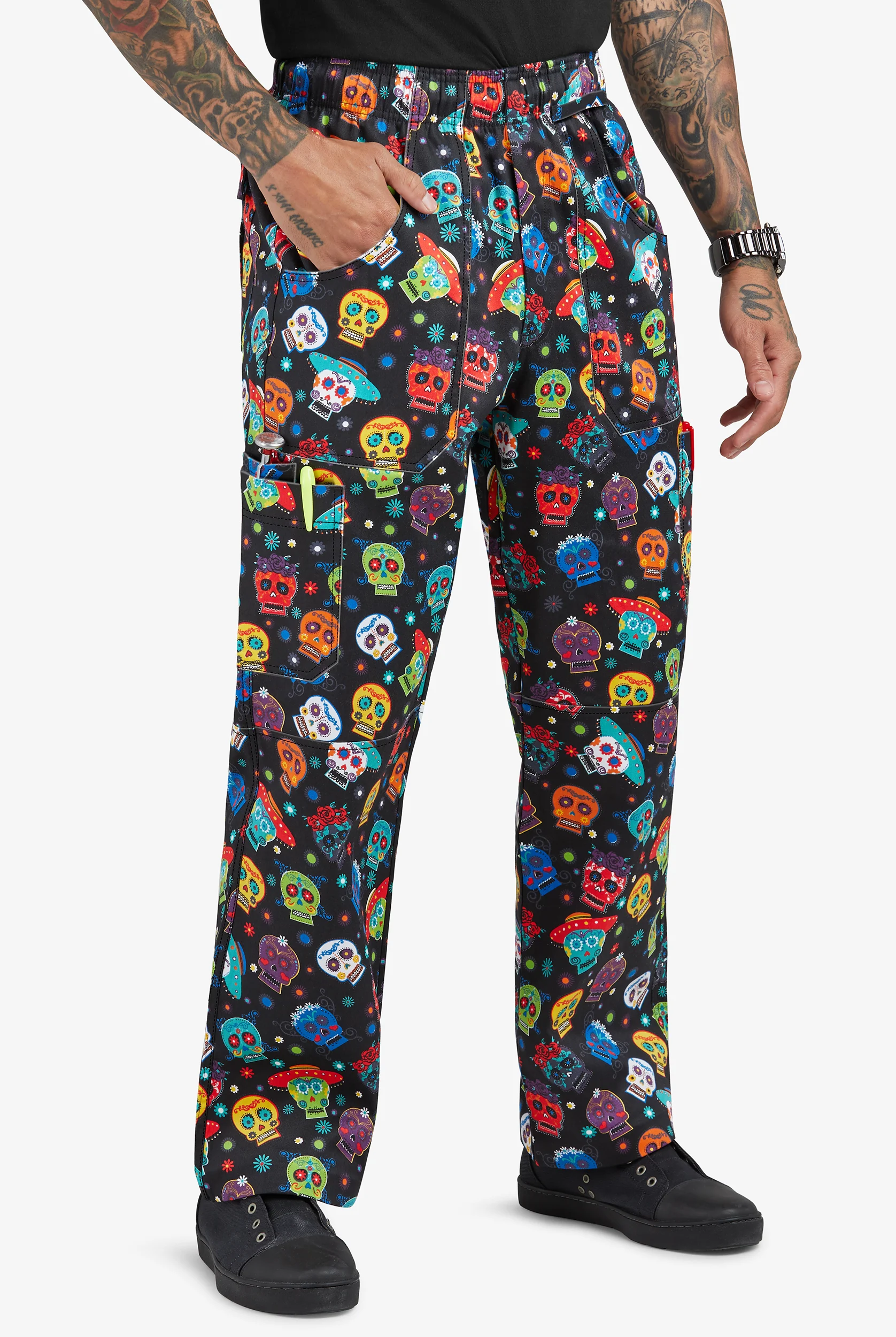 UA CHEF™ Calavera Men's 7-Pocket Utility Printed Chef Pants