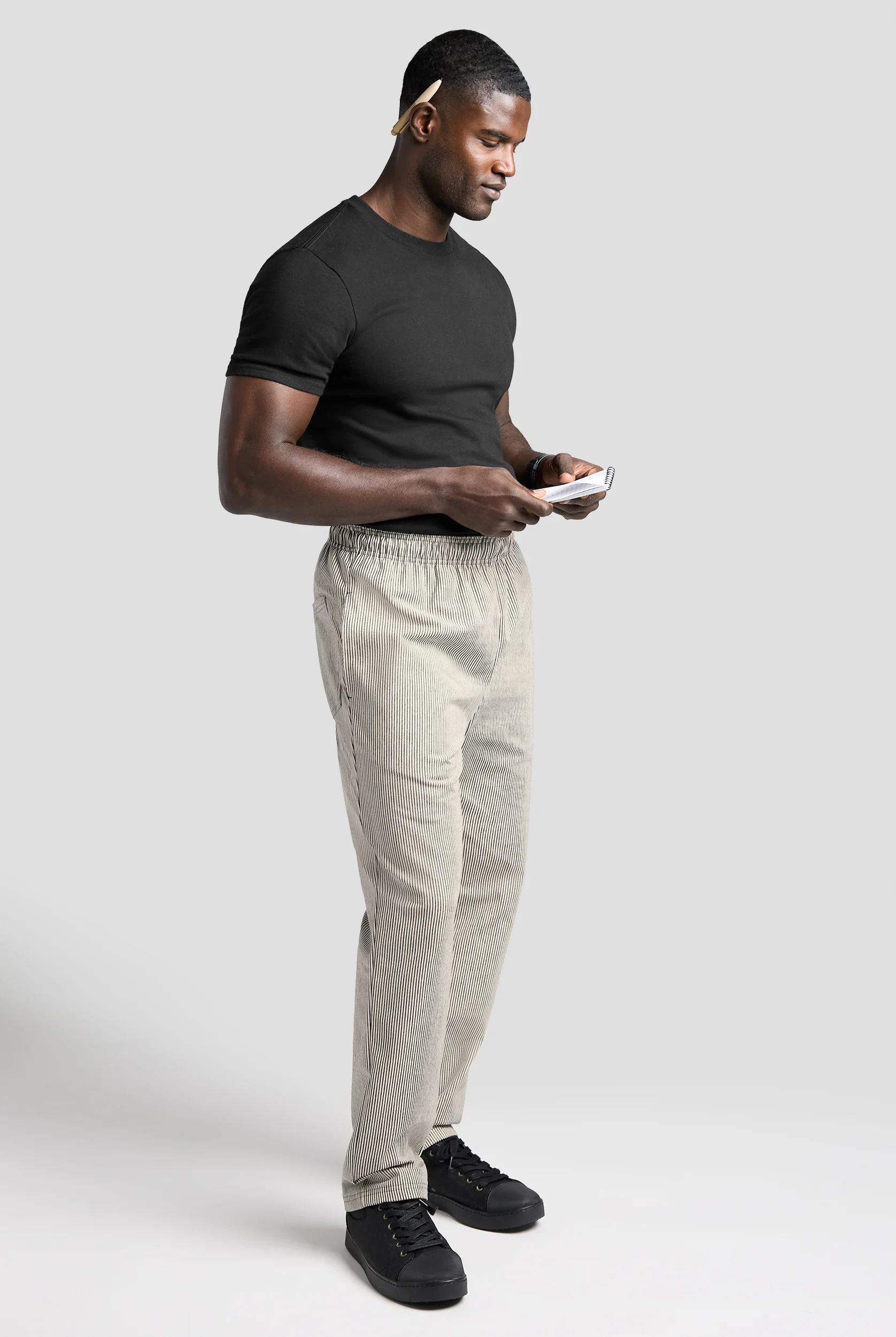 Men's Printed Denim Baggy Chef Pants - Railroad Denim