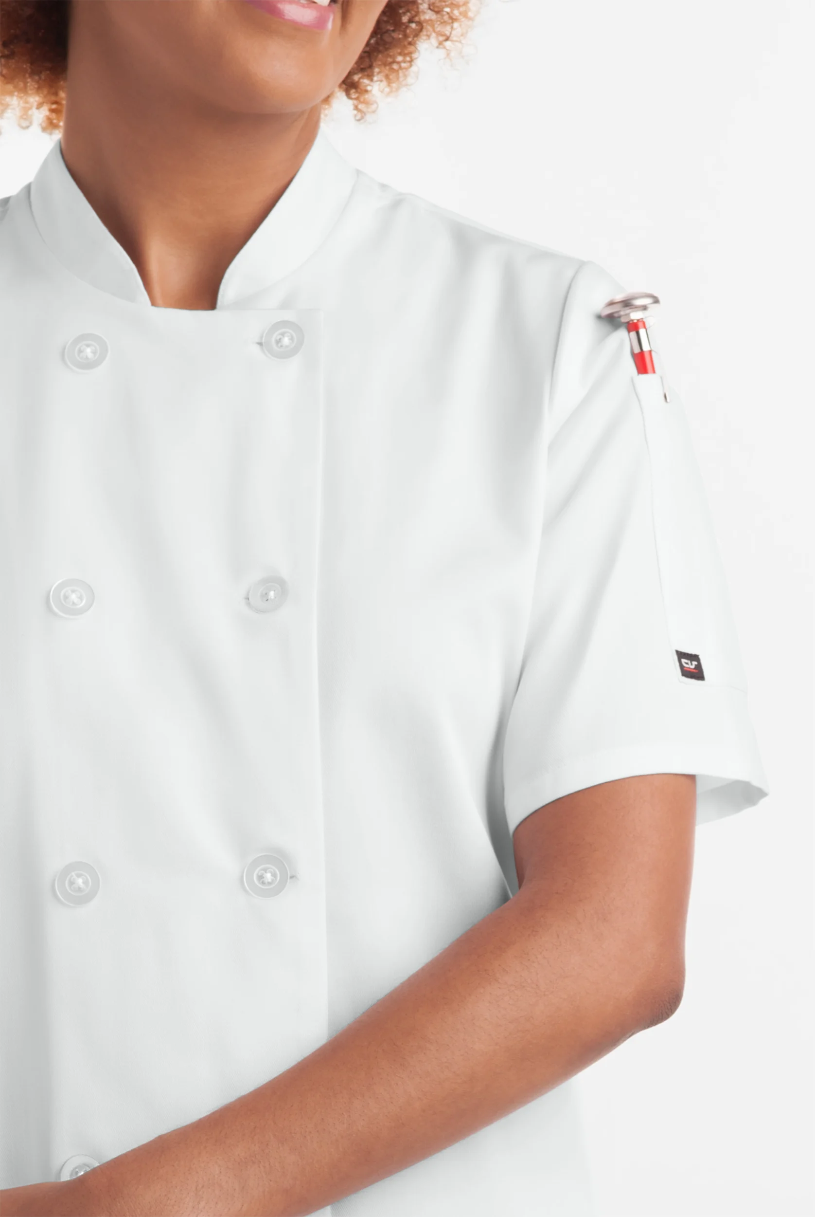 On the Line Women's 1-Pocket Reversible Double Breasted Closure Short Sleeve Chef Coat