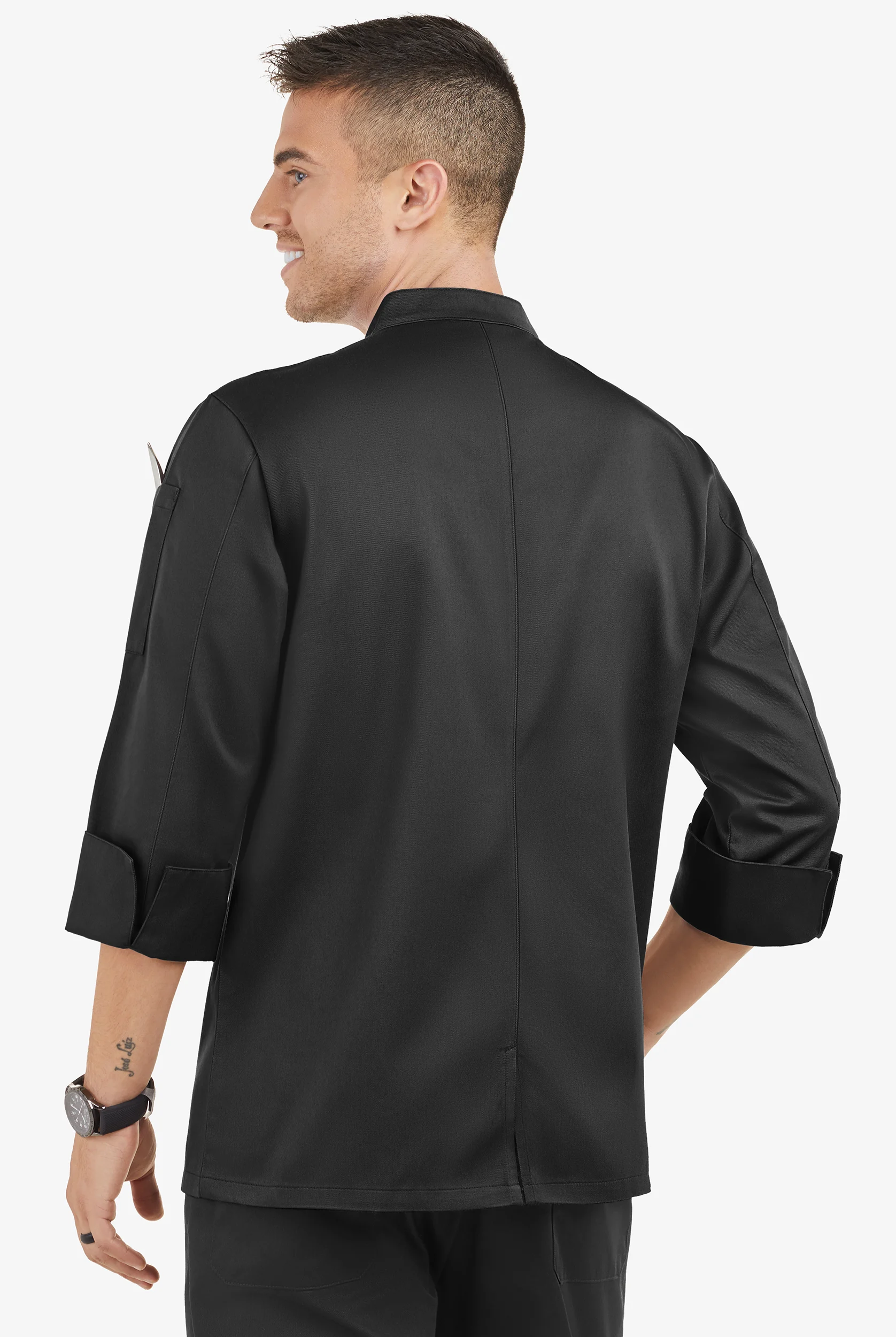 On The Line by ChefUniforms.com Men's 2-Pocket Reversible Double Breasted 3/4 Sleeve Chef Coat