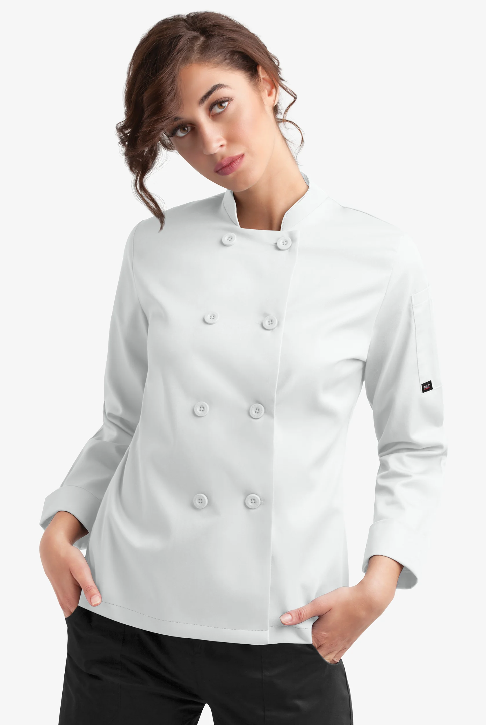 On The Line Women's 1-Pocket Reversible Double Breasted Closure Long Sleeve Chef Coat