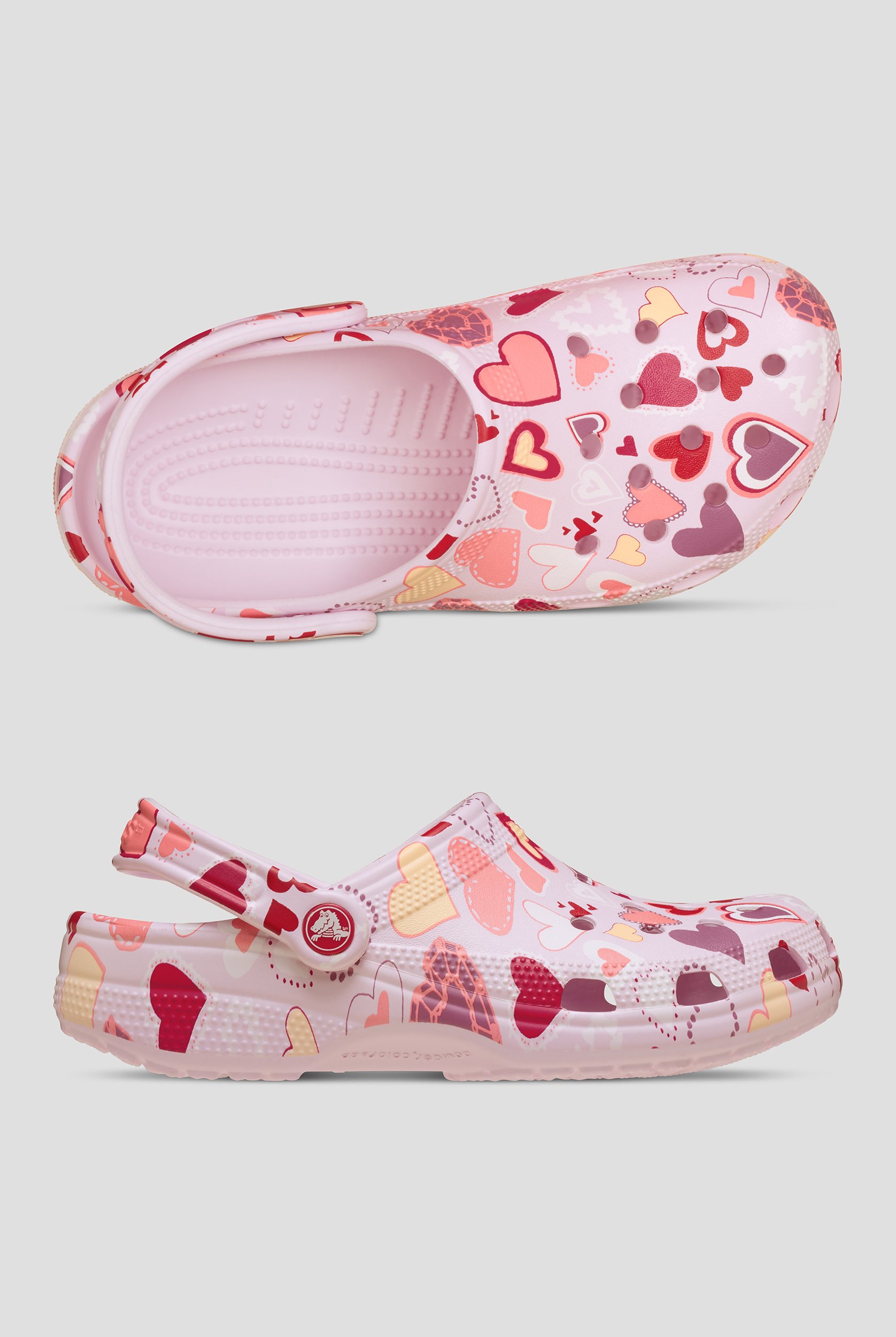Zuecos Crocs&trade; Pink Milk / Hearts Classic para mujer