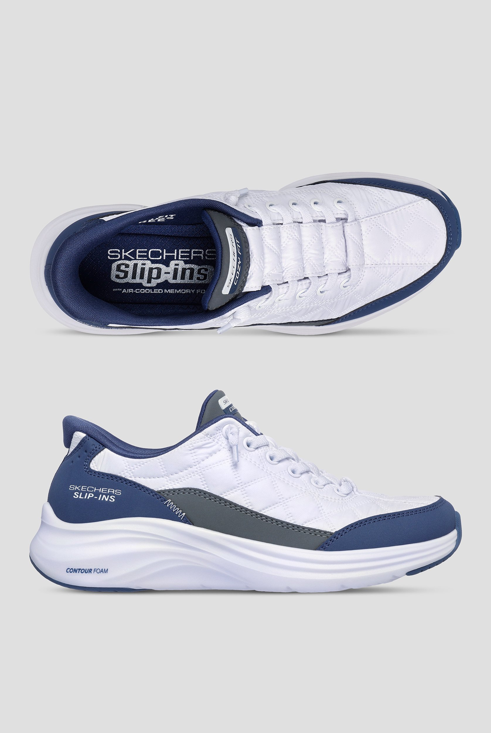 Skechers Performance Women's White Mesh/Navy Bungee Slip-in