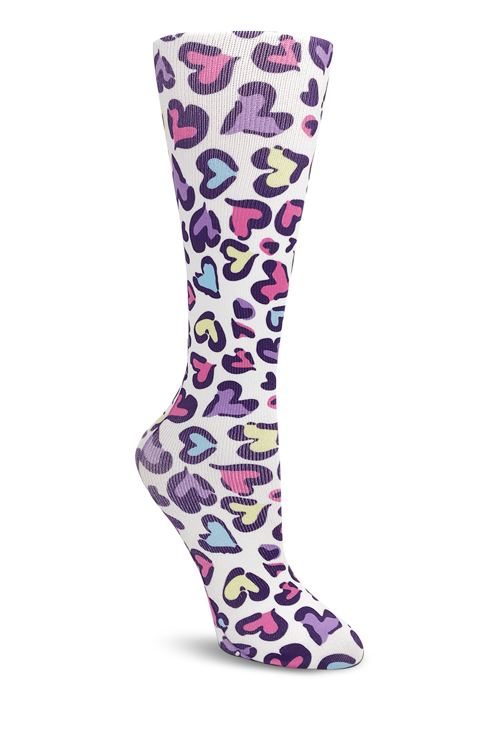 Cutieful Leopard Hearts Women's 10-18 mmHg Wide Light Compression Socks